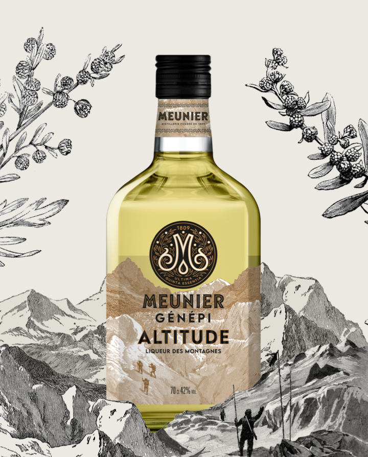 Génépi Meunier Altitude packshot + illustration altitude
